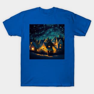 Starry Night Over Hogsmeade Village T-Shirt